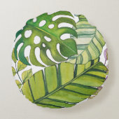 水彩葉の可愛い熱帯 ラウンドクッション (裏面)