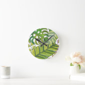 水彩葉の可愛い熱帯 ラウンド壁時計 (ホーム)