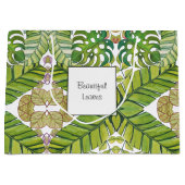 水彩葉の可愛い熱帯 ラージペーパーバッグ (正面)