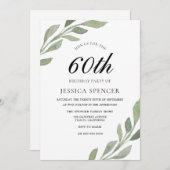 水彩葉の女性向け男性の60歳誕生日招待状 招待状 (正面/裏面)