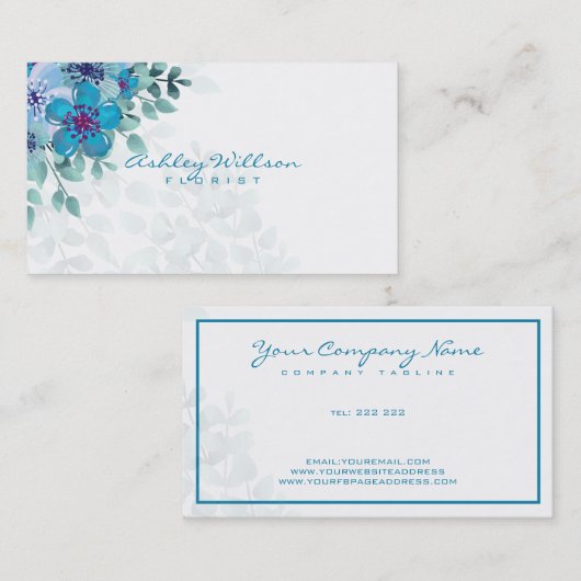 水彩葉の花 名刺 (正面/裏面)