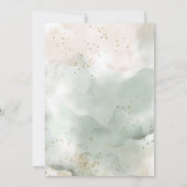 水彩葉の、緑、バラ金ゴールド、洗礼 招待状 (裏面)