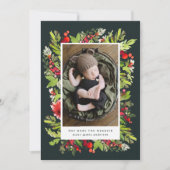 水彩葉クリスマスの誕生のお知らせ シーズンカード (正面)