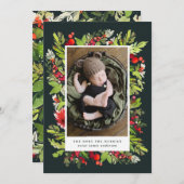 水彩葉クリスマスの誕生のお知らせ シーズンカード (正面/裏面)