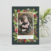 水彩葉クリスマスの誕生のお知らせ シーズンカード (スタンド正面)