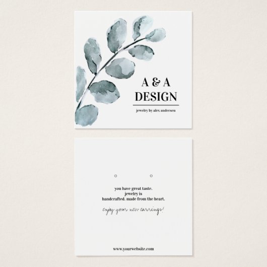 水彩葉ジュエリー表示カード (正面&裏面)
