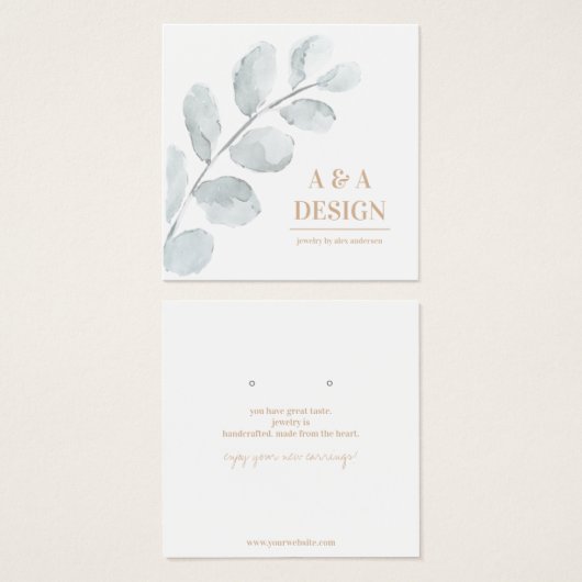 水彩葉ジュエリー表示カード (正面&裏面)