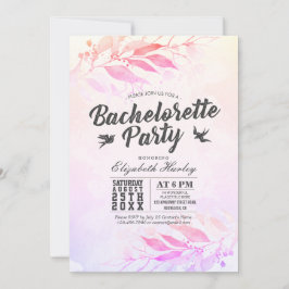 水彩葉バチェロレッテブライダルシャワー 招待状
