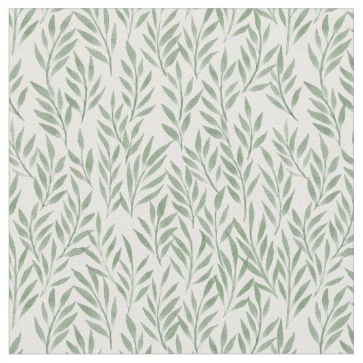 水彩葉パターン ファブリック (クローズアップ)