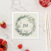 水彩葉リース スタンダードカクテルナプキン (インサイチュ)