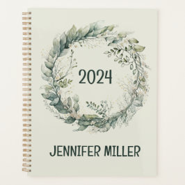 水彩葉リース プランナー手帳