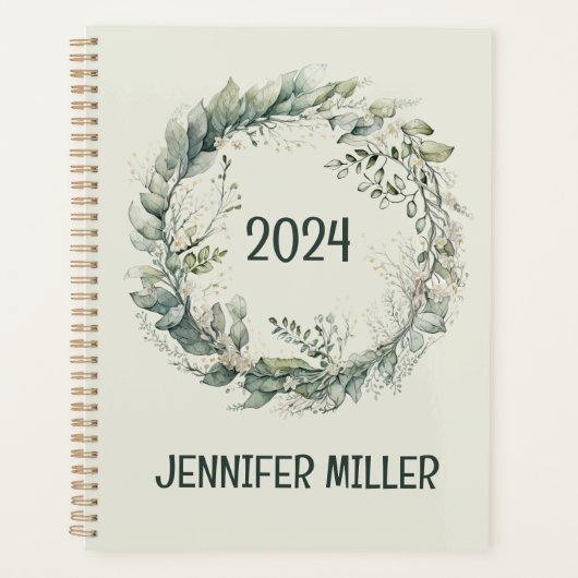 水彩葉リース プランナー手帳 (正面)