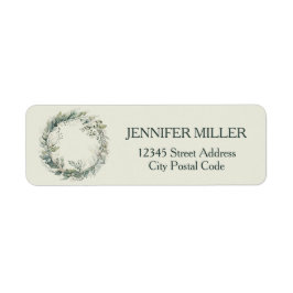 水彩葉リース ラベル