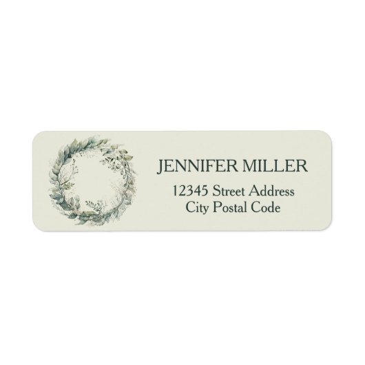 水彩葉リース ラベル (正面)