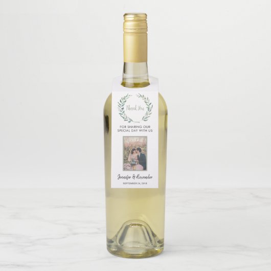 水彩葉写真結婚カップル ボトルネックタグ (ボトル)