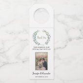 水彩葉写真結婚カップル ボトルネックタグ (正面)