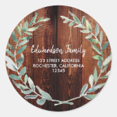 水彩葉材ファミリ名差出人住所 ラウンドシール (正面)