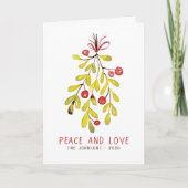 水彩葉植物性ホリーベリークリスマス シーズンカード (正面)