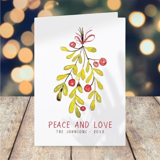 水彩葉植物性ホリーベリークリスマス シーズンカード