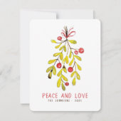 水彩葉植物性ホリーベリークリスマス シーズンカード (正面)