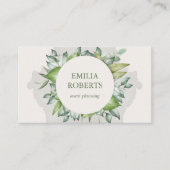 水彩葉樹草エレガント 名刺 (正面)