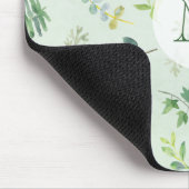 水彩葉樹葉緑モノグラム マウスパッド (コーナー)