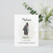 水彩葉画卒業ガール発表 ポストカード (スタンド正面)