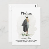 水彩葉画卒業ガール発表 ポストカード (正面/裏面)