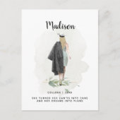 水彩葉画卒業ガール発表 ポストカード (正面)