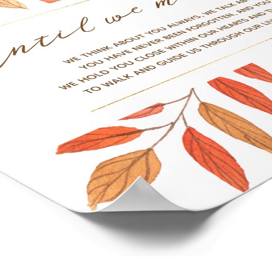 水彩葉秋の結婚式詩メモリアル標識 ポスター (角)