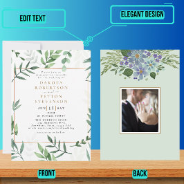 水彩葉結婚式招待状 招待状