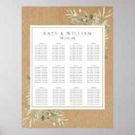 水彩葉緑結婚表 ポスター