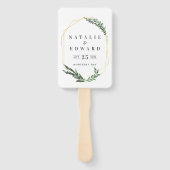 水彩葉金ゴールド幾何学模様結婚枠 ハンドファン (正面)