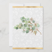 水彩葉金箔グリッター誕生日 サンキューカード (裏面)