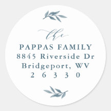 水彩葉青差出人住所ラベル