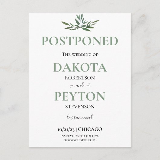 水彩葉02b日付の結婚変更 ポストカード (正面)