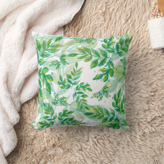 水彩葉 クッション (ブランケット)