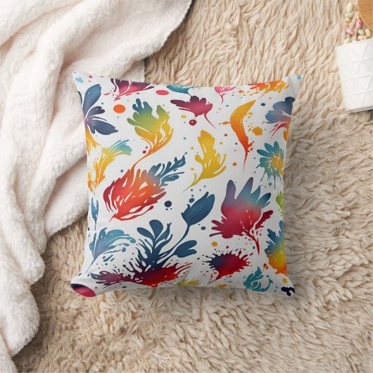 水彩葉 クッション (ブランケット)