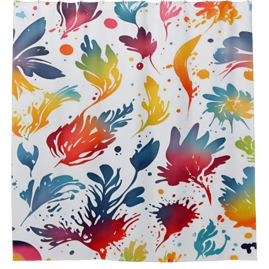 水彩葉 シャワーカーテン (正面)