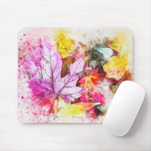 水彩葉 マウスパッド (マウス)