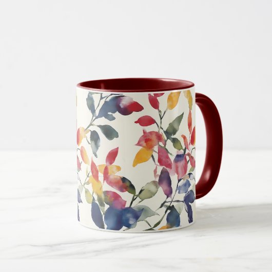 水彩葉 マグカップ (正面右)