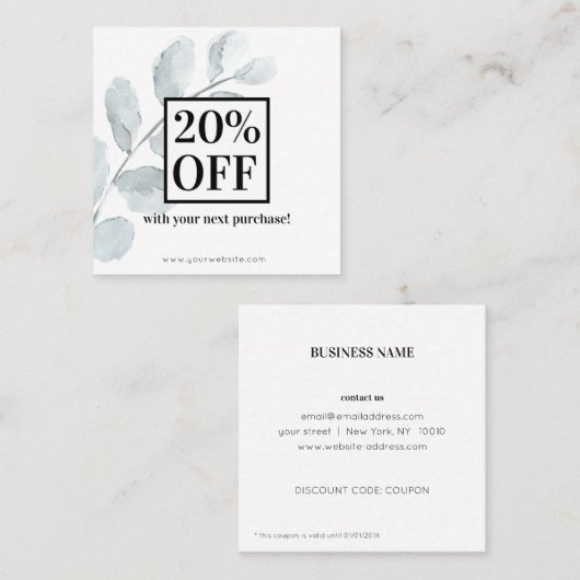 水彩葉  割引カード (正面/裏面)