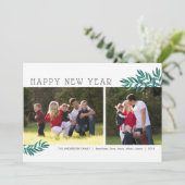 水彩葉 |新年のおめでとう2枚の写真 シーズンカード (スタンド正面)