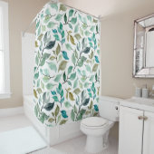 水彩葉 – 緑 シャワーカーテン (インサイチュ)