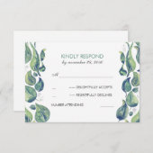 水彩葉LAUREL素朴 Wedding RSVP (正面/裏面)