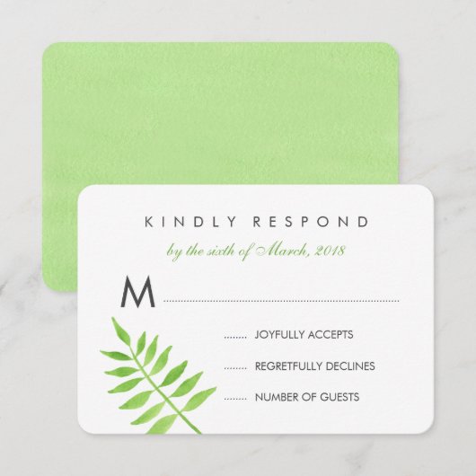 水彩葉RSVP 出欠カード (正面/裏面)