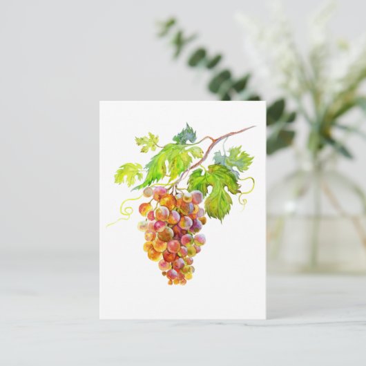 水彩葡萄の束。アートはがき ポストカード (スタンド正面)