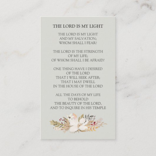 水彩葬儀祈りの言葉カード 思い出を愛する| 名刺 (裏面)