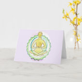 水彩蓮の女の中のグリーティ空白のングカード カード (黄色い花)