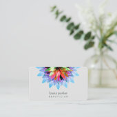 水彩蓮の花のロゴクラシックマッサージヨガ 名刺 (スタンド正面)